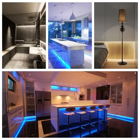 Bandă LED iluminată cu dimmer Imagine cu bandă LED monocrom 5V 12V 24V aprinsă și controlată prin dimmer 30A
