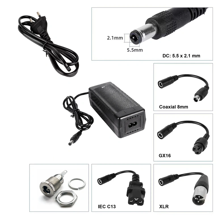 Încărcător 60V–67.2V 2A cu conector IEC C13 pentru scutere CityCoco, Harley și triciclete