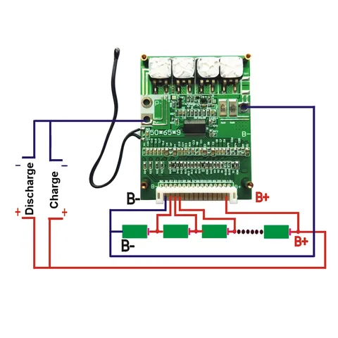 Electrical diagram for connecting BMS 14S 52V to Li-Ion cells