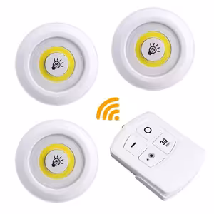 Set de 3 spoturi LED pe baterii AAA pentru iluminat interior cu telecomandă