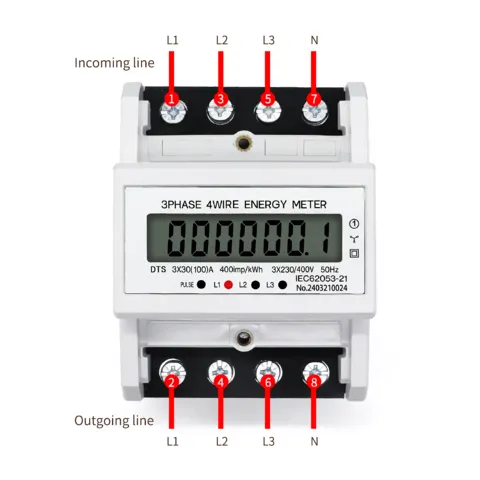 Conectarea cablurilor la contorul trifazat digital pentru energie electrică.