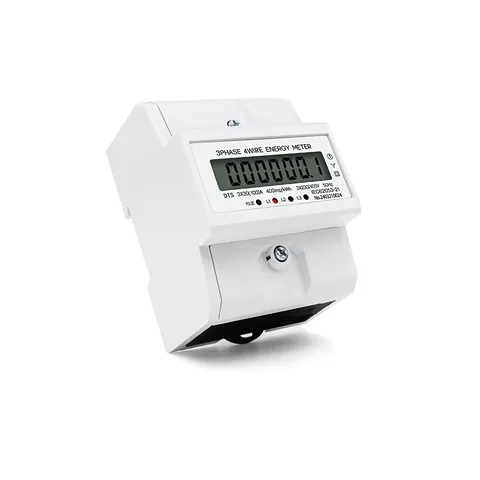 Vedere laterală a contorului digital trifazat montat în panou.