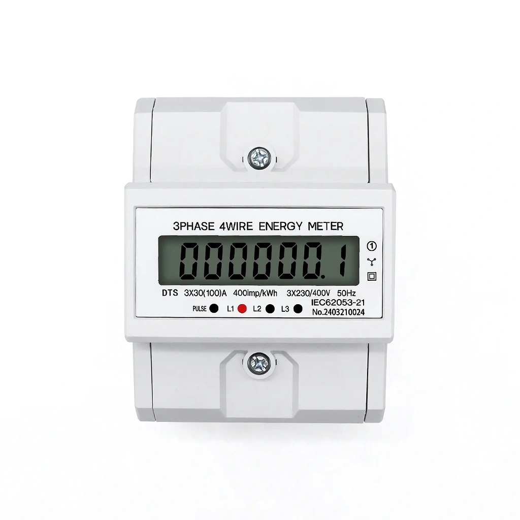 Detalle de la pantalla LCD del contador digital trifásico